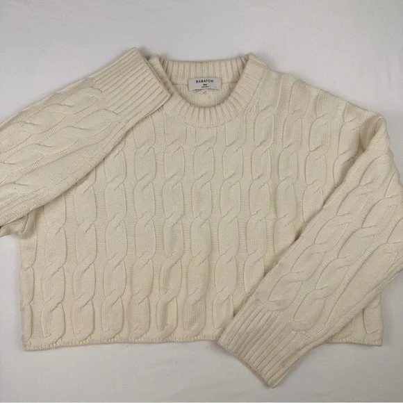 ARITZIA Babaton Cable Knit Glory Wool Cropped Sweater in Heather Birch
2XS EUC - Picture 1 of 12